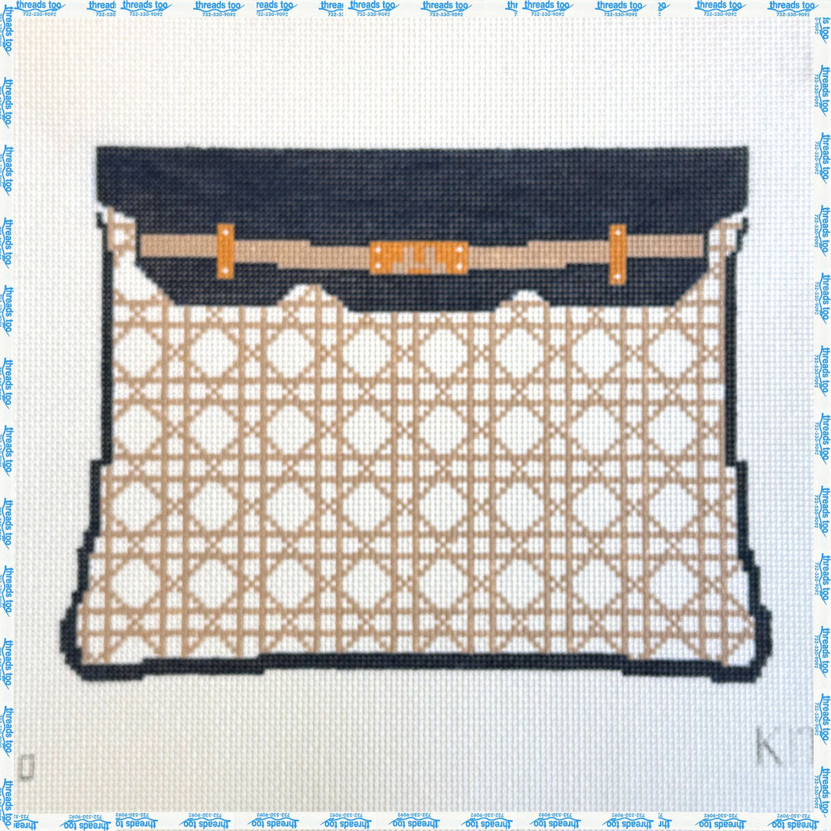 Cane Clutch Canvas Navy