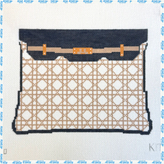 Cane Clutch Canvas Navy