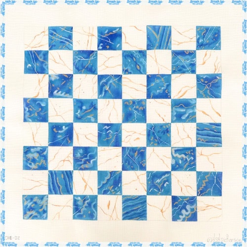 Lapis Lazuli & Gold Laced Crystal Quartz Chess/Checkerboard