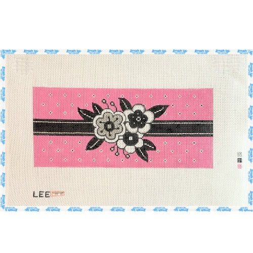 Black Flowers on Pink