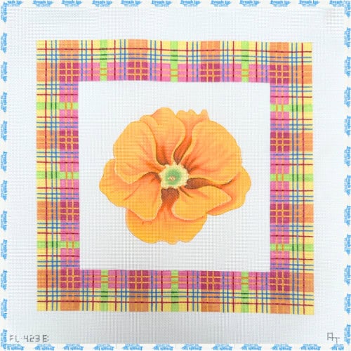 Orange Flower with Plaid Frame