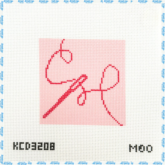 Pink Needle and Thread hand-painted needlepoint canvas by KCN Designers