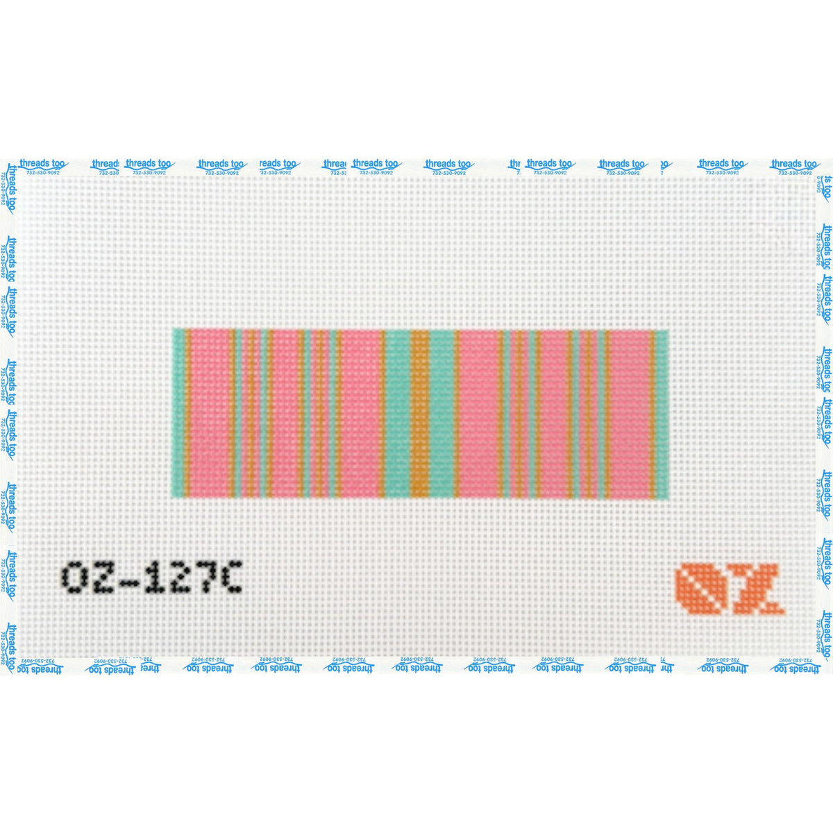 Pink Ticking Key Fob - Oz Needlepoint