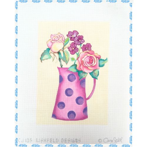 Purple Polka Dot Vase of Flowers