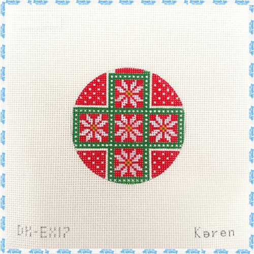 Poinsettias on Red Ornament