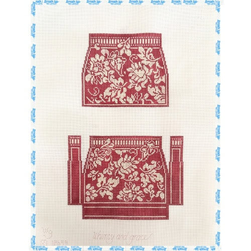 Red and White Damask Evening Purse