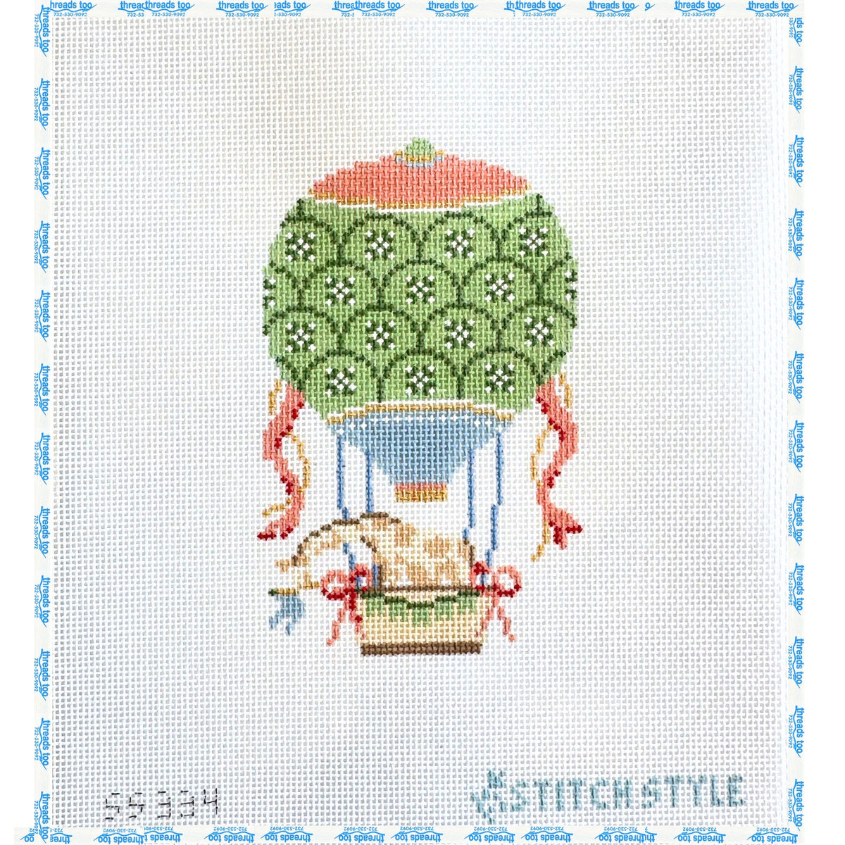 Green and Blue Hot Air Balloon with Giraffe