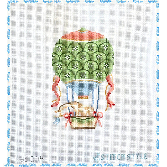 Green and Blue Hot Air Balloon with Giraffe