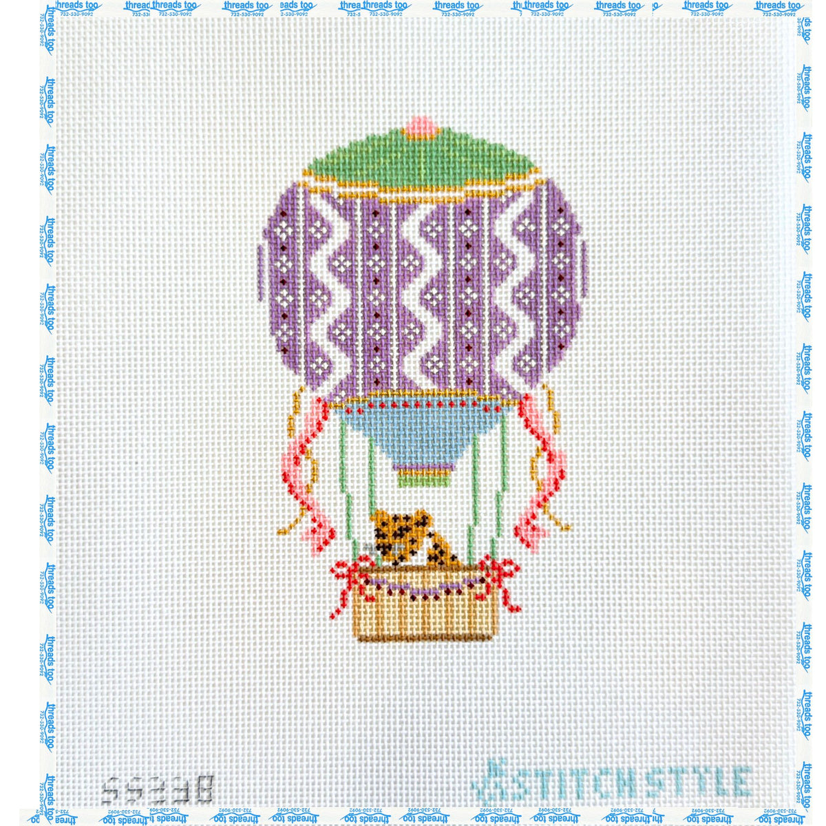 Purple and Green Hot Air Balloon with Leopard