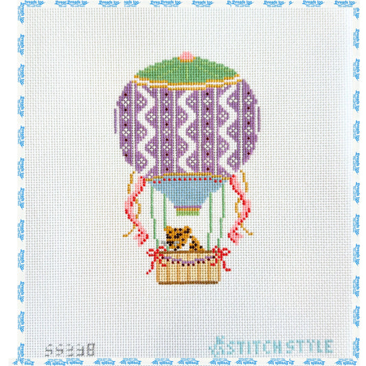 Purple and Green Hot Air Balloon with Leopard