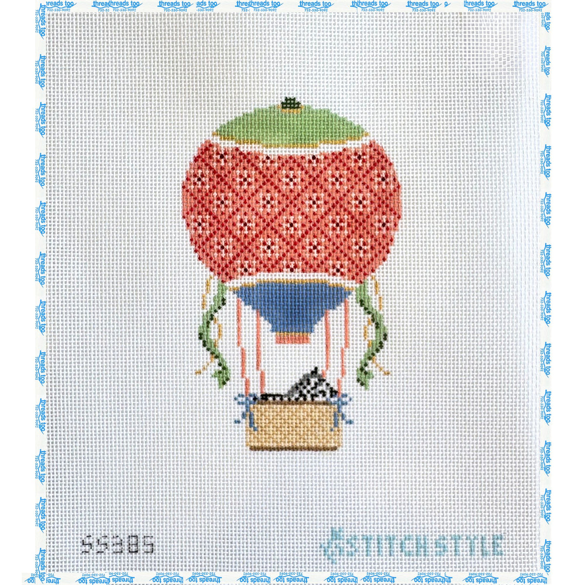 Coral and Green Hot Air Balloon with Zebra