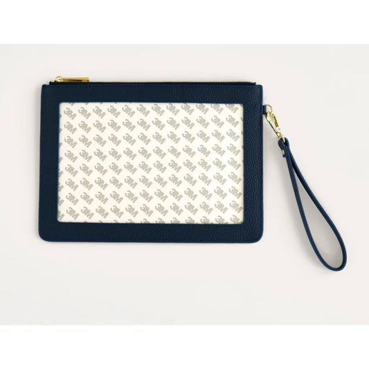 Self Finishing Leather Wristlet in Classic Navy