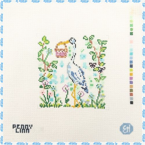 Stork with Baby Basket - Penny Linn