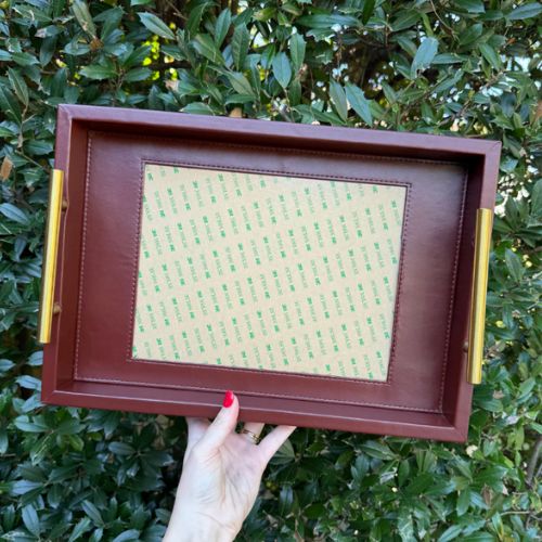 Threaded & Tipsy - Rectangle Leather Self-Finishing Tray Brown