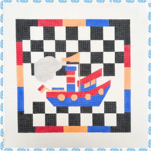 Tug Boat on Black and White Checkers