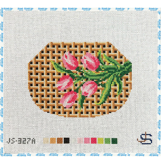 Basketweave Tulips Kisslock Bag