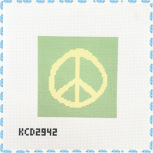 Yellow Peace Sign hand-painted needlepoint canvas by KCN Designers