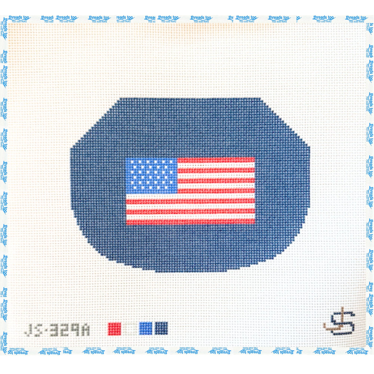 American Flag Kiss Lock Bag hand-painted needlepoint clutch canvas by Jeni Sandberg