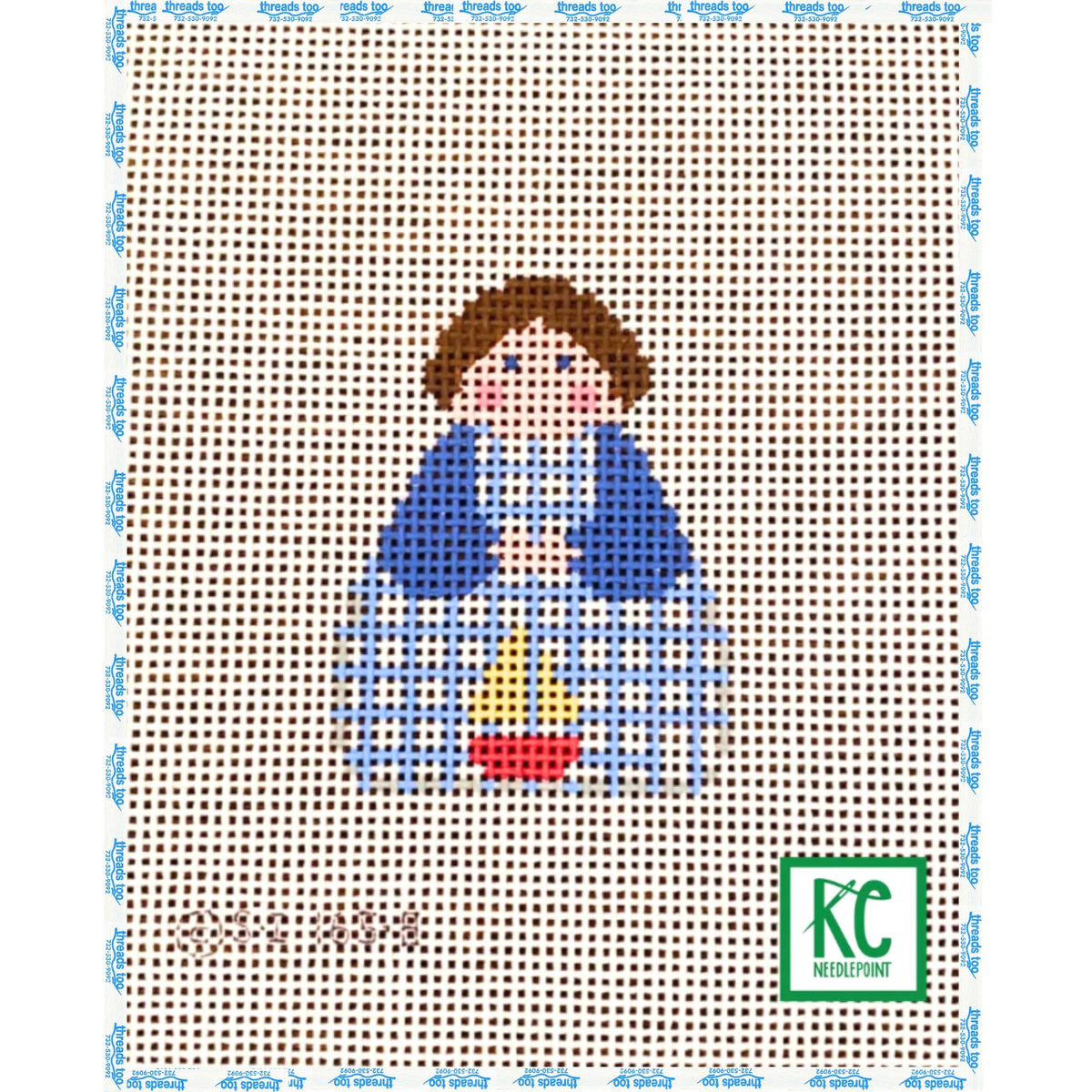 August Angel hand-painted needlepoint ornament canvas by KCN Designers
