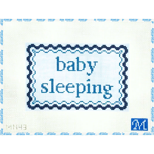 Baby Sleeping- Blue hand-painted needlepoint canvas by Maura Nolan Design
