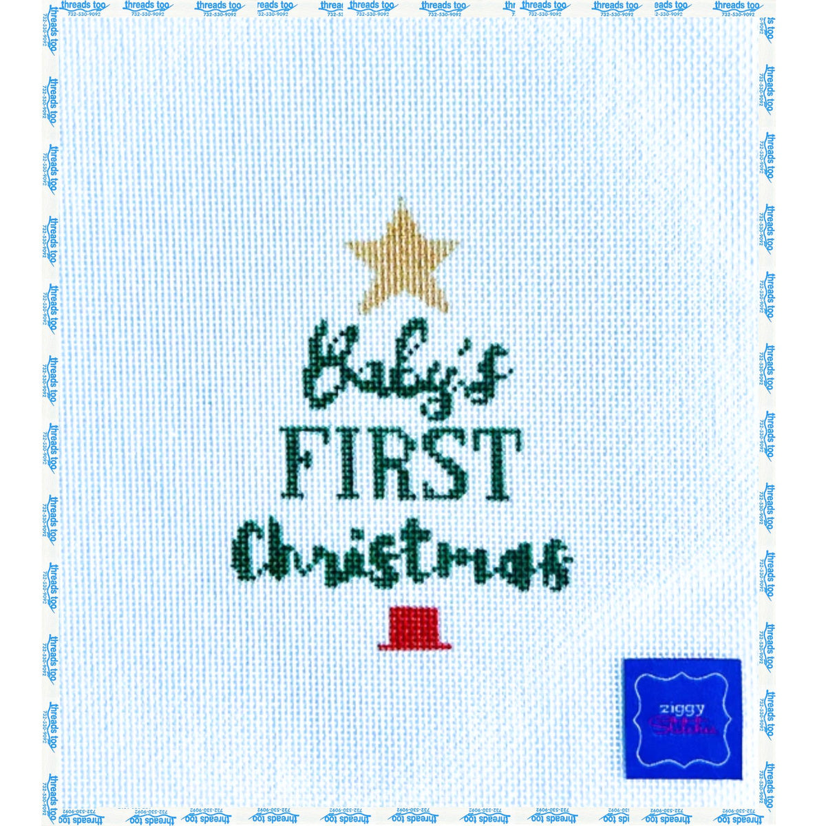Baby's First Christmas hand-painted needlepoint ornament canvas by KCN Designers