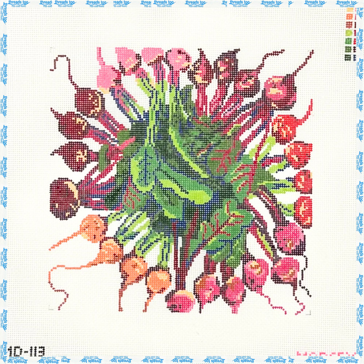 Beet Mandala hand-painted needlepoint canvas by Mopsey Designs