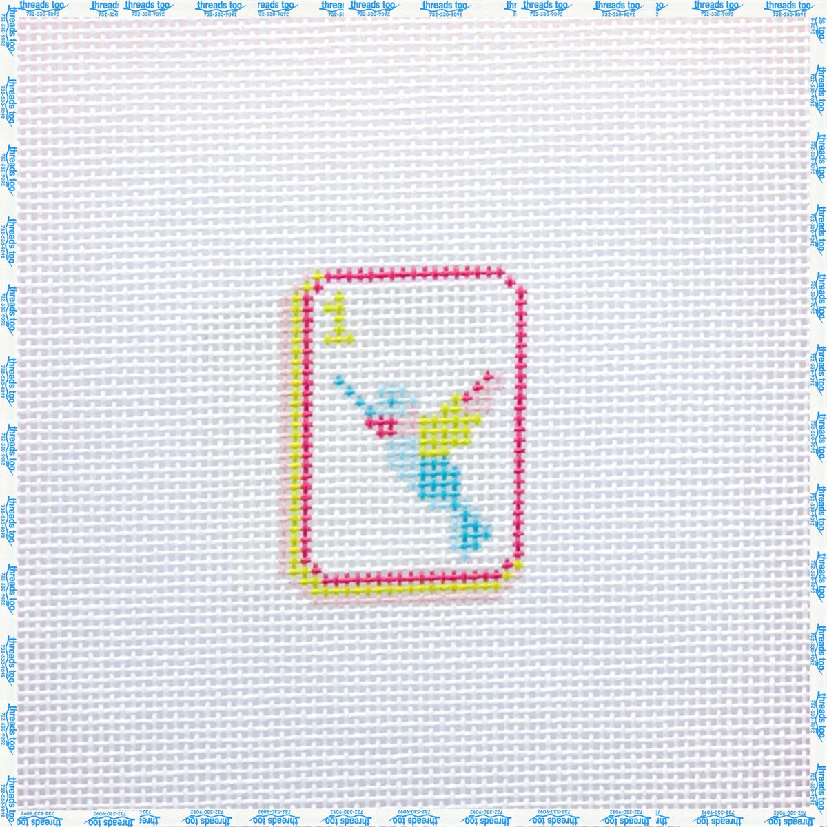 Bird Bam Mahj Tile Mini hand-painted needlepoint canvas by Penny & Penny