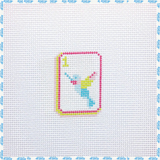 Bird Bam Mahj Tile Mini hand-painted needlepoint canvas by Penny & Penny