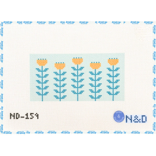 Block Flower Insert Blue hand-painted needlepoint canvas by Nash & Daughters