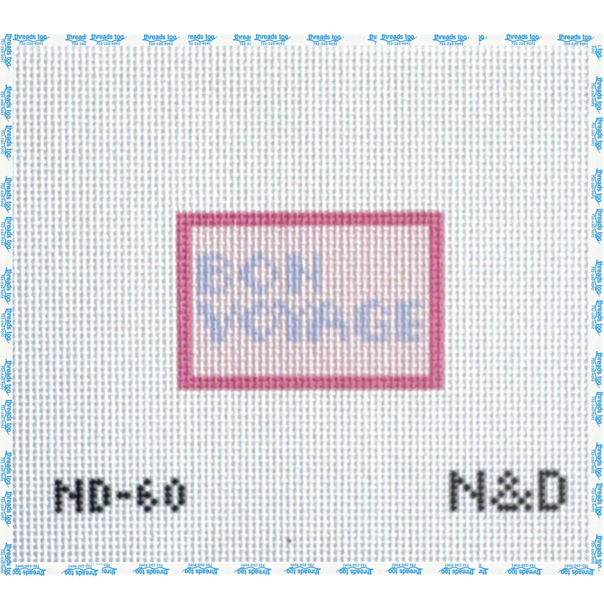 Bon Voyage Luggage Tag Insert hand-painted needlepoint canvas by Nash & Daughters