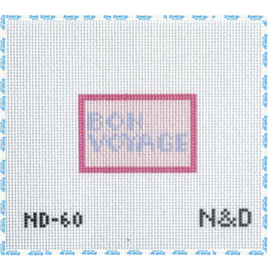 Bon Voyage Luggage Tag Insert hand-painted needlepoint canvas by Nash & Daughters