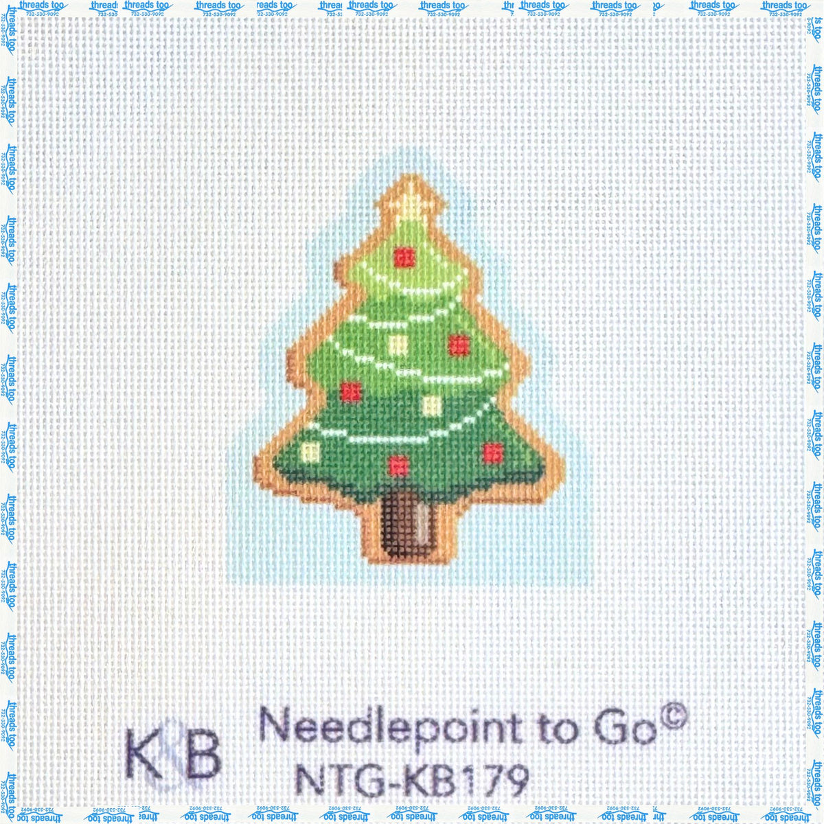Candy Cottage Tree hand-painted needlepoint ornament canvas by Kirk & Bradley