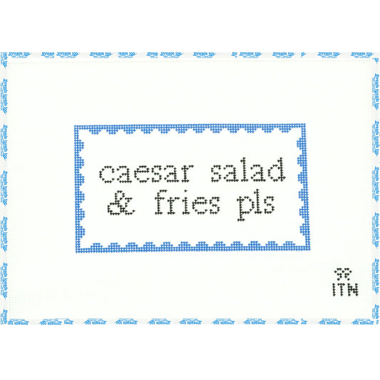 Cesar Salas and Fries Pls hand-painted needlepoint canvas by Ivy Thread Needlepoint