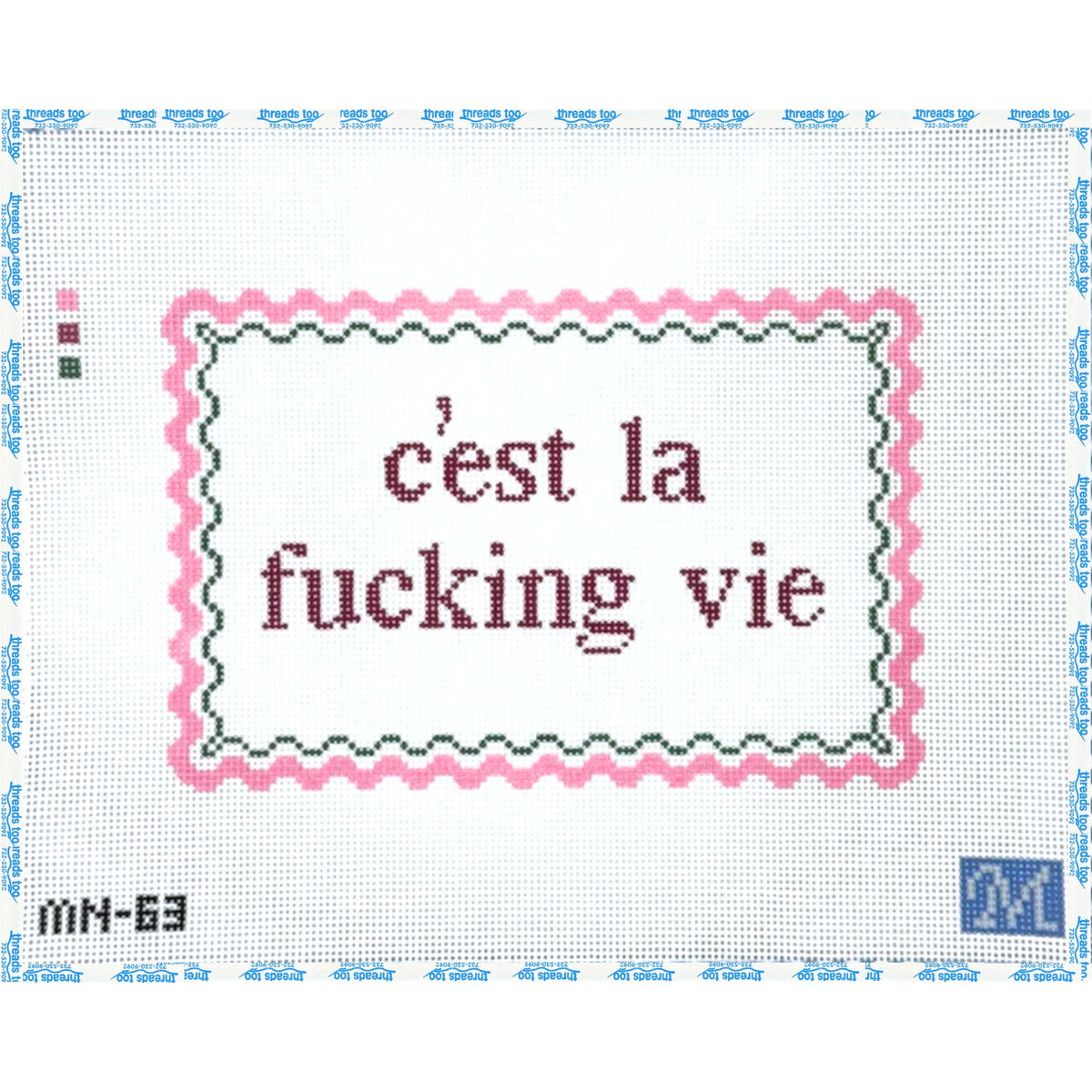 C'est La Vie hand-painted needlepoint canvas by Maura Nolan Designs