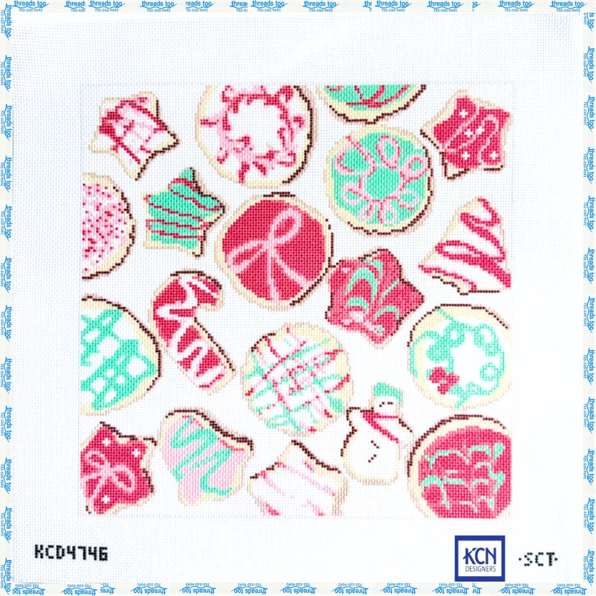 Christmas Cookie Tray hand-painted needlepoint canvas by KCN