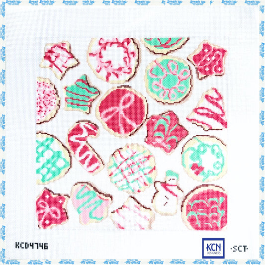 Christmas Cookie Tray hand-painted needlepoint canvas by KCN