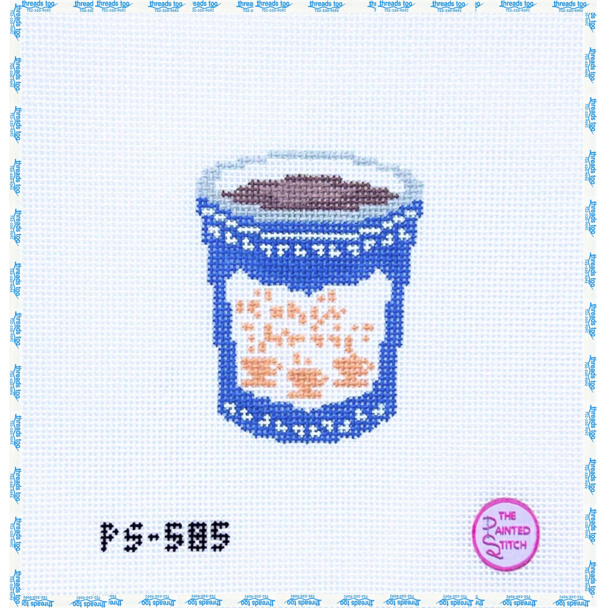 Classic Coffee Cup hand-painted needlepoint ornament canvas by Painted Stitch