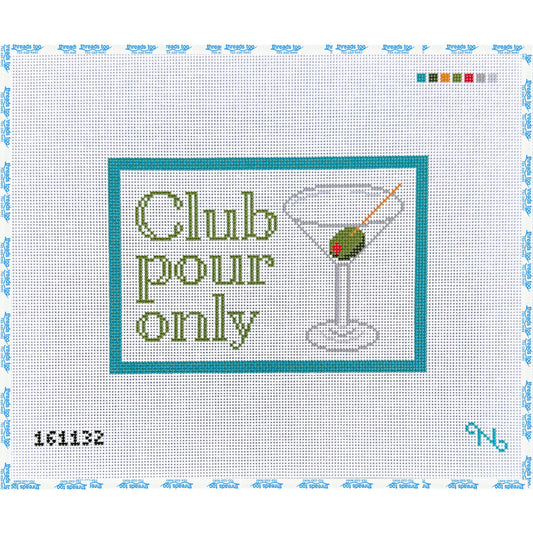 Club Pour Only hand-painted needlepoint canvas by Needlepaint