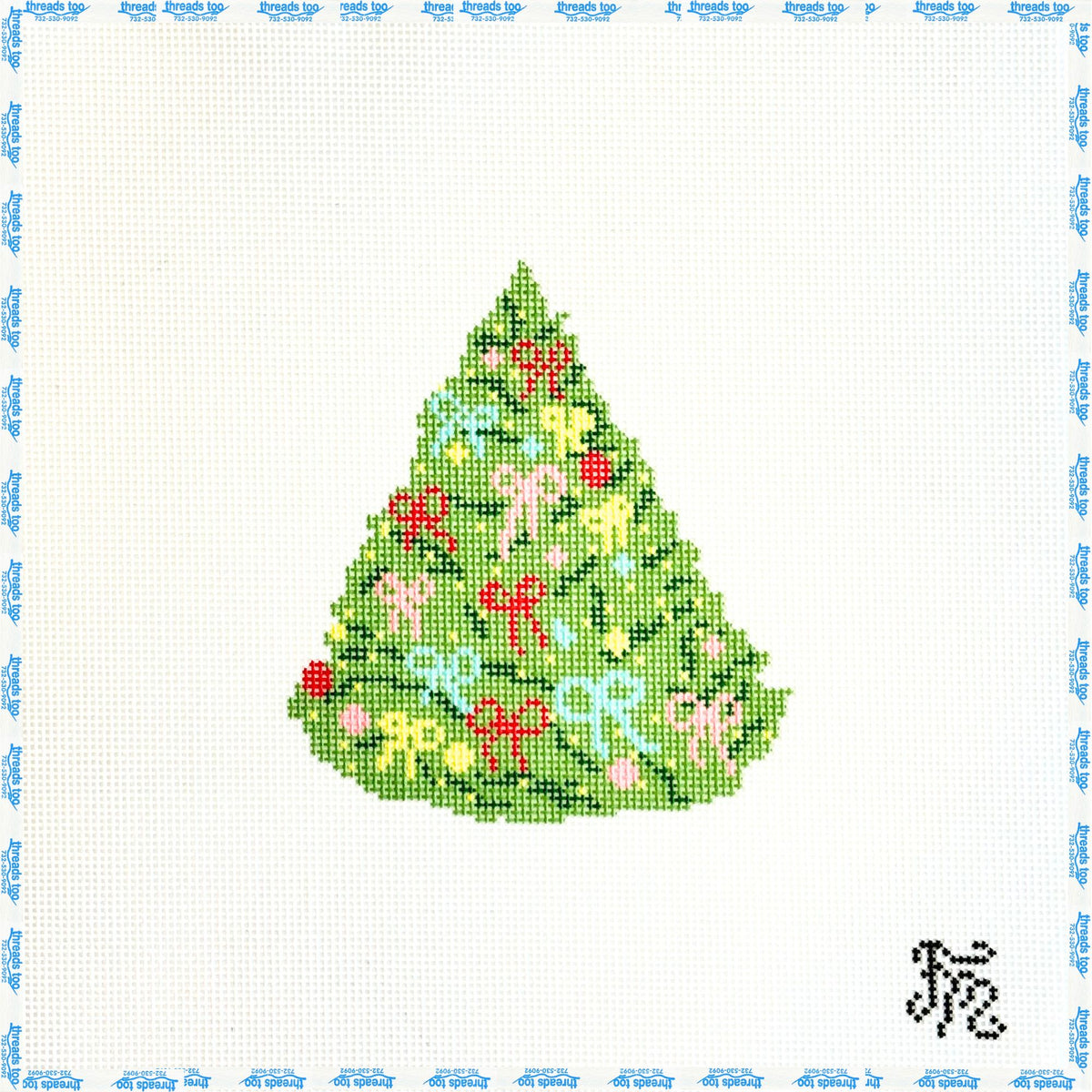 Color Christmas Tree hand-painted needlepoint ornament canvas by Friend of Mine