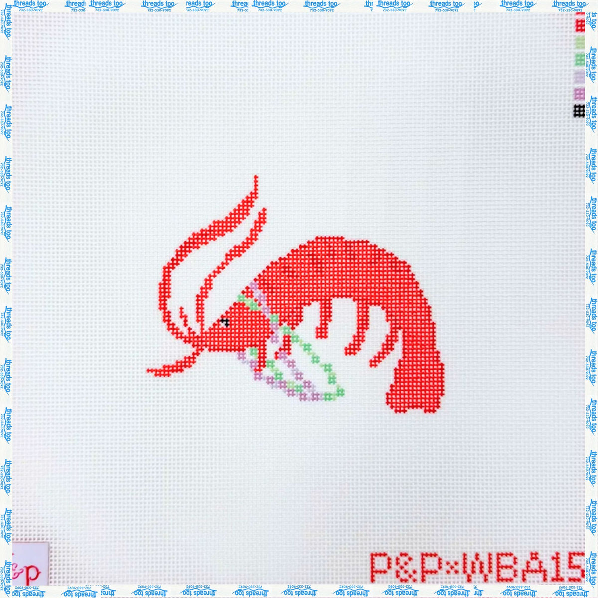 Crawfish Boogie hand-painted needlepoint ornament canvas by Penny & Penny