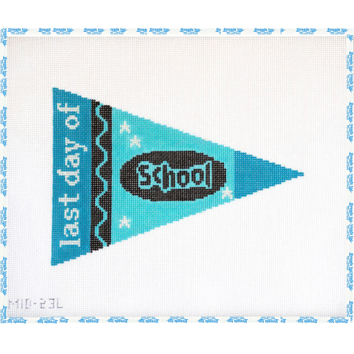 Crayon Last day of School hand-painted needlepoint canvas by Stitches by Midge