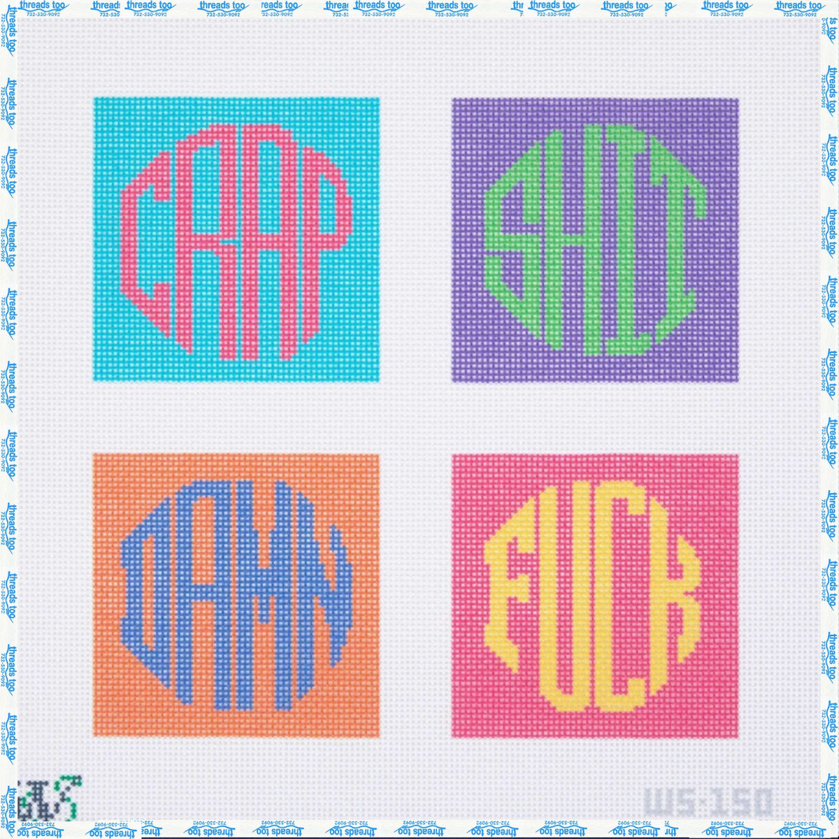 Dirty Coaster- Colorblock hand-painted needlepoint canvas by Wipstitch Needleworks