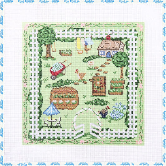 Dolly Garden hand-painted needlepoint canvas by Friend of Mine