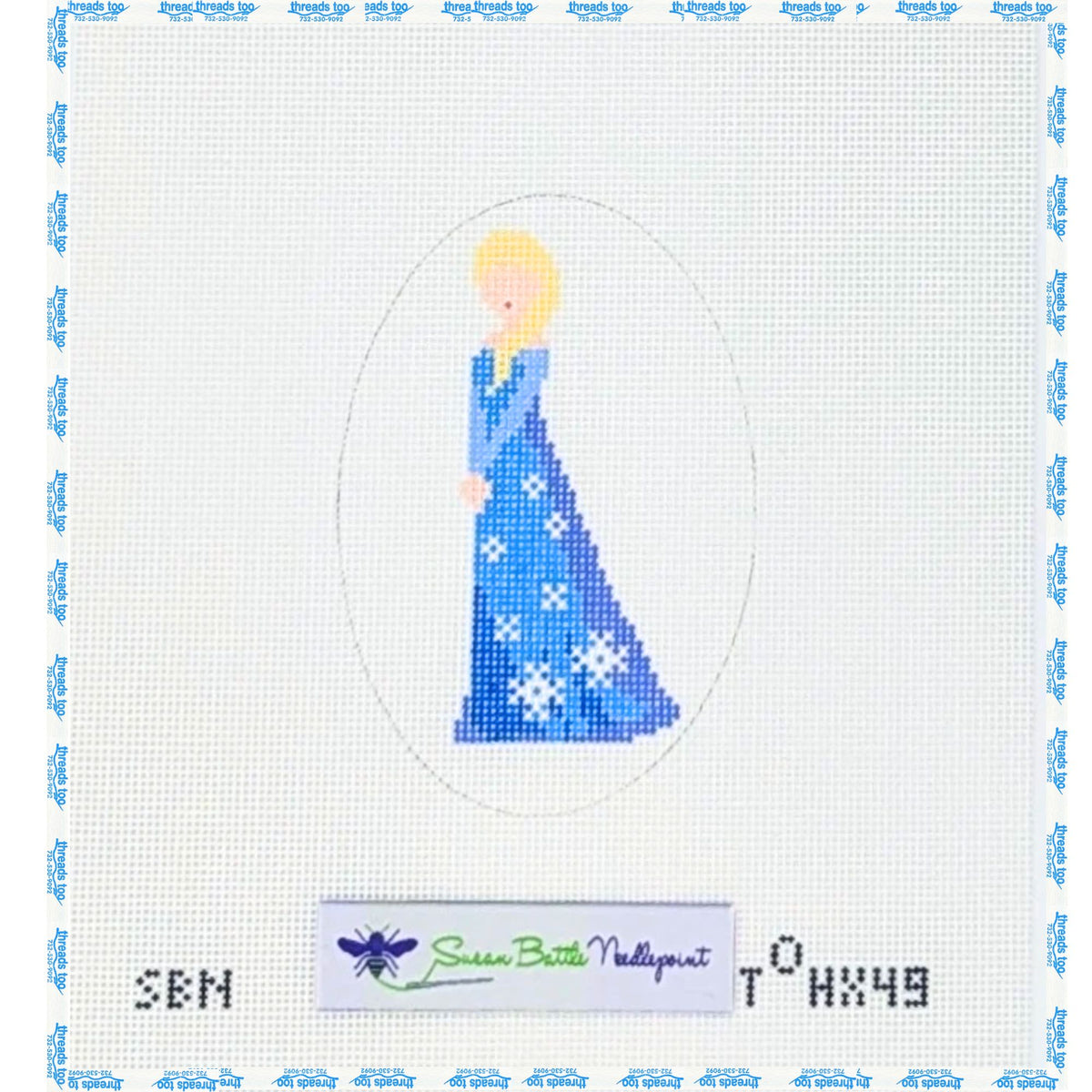 Elsa hand-painted needlepoint ornament canvas by Susan Battles Needlepoint