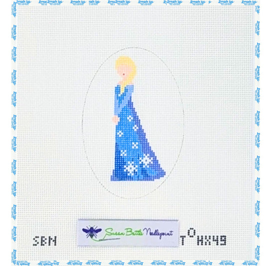 Elsa hand-painted needlepoint ornament canvas by Susan Battles Needlepoint