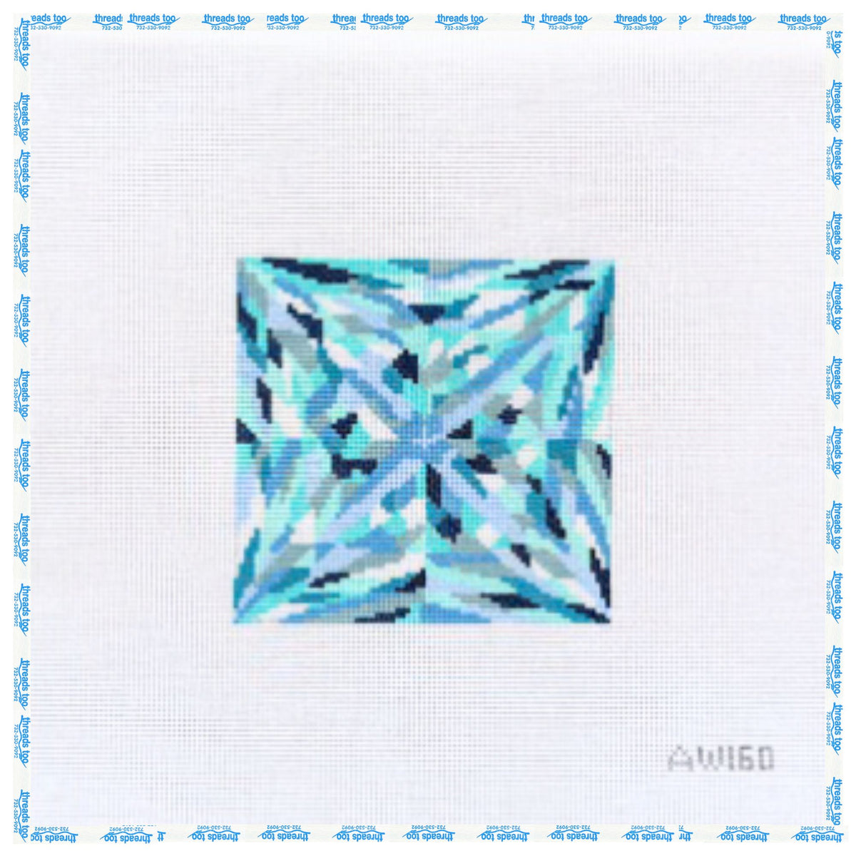 Engagement Diamond - Princess Cut hand-painted needlepoint canvas by Audrey Wu Designs
