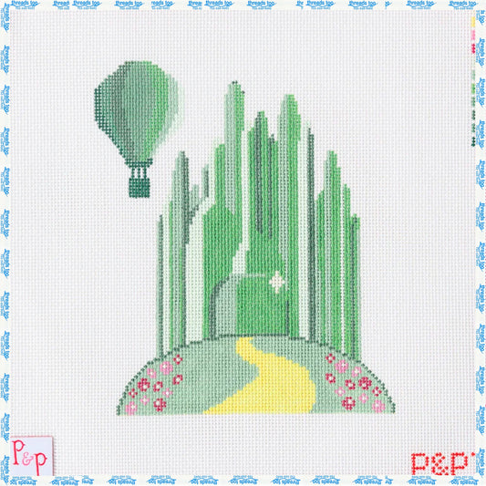 Evergreen Enclave hand-painted needlepoint canvas by Penny & Penny