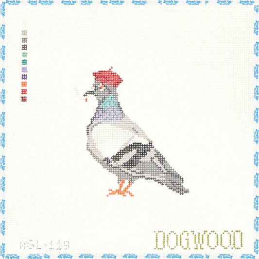 French Pigeon hand-painted needlepoint ornament canvas by Dogwood Needlepoint