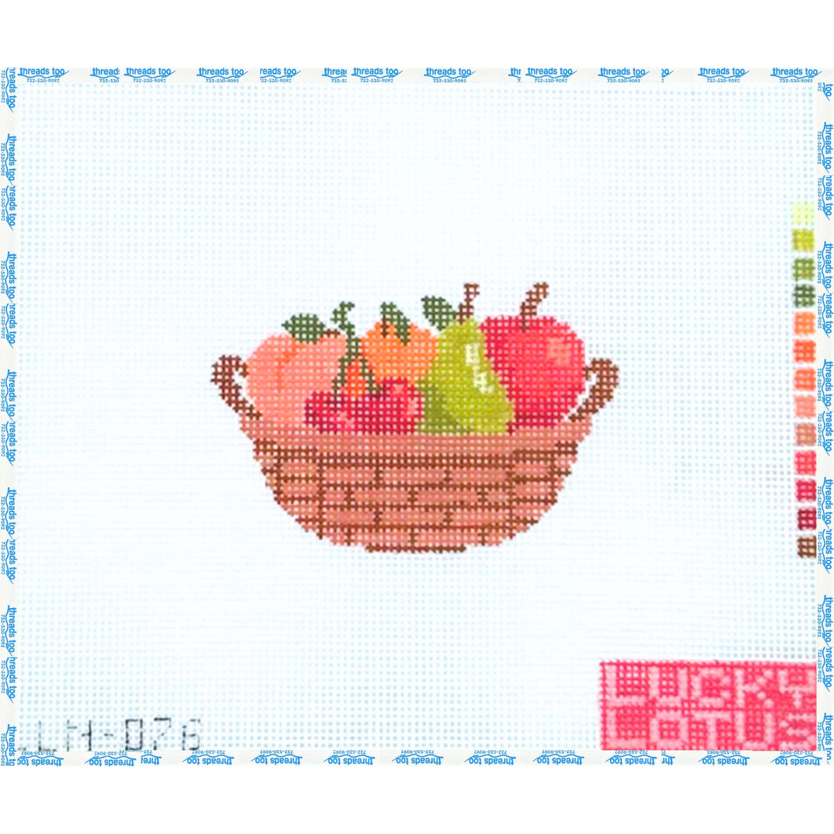Fruit Basket Mini hand-painted needlepoint canvas by Lucky Lotus