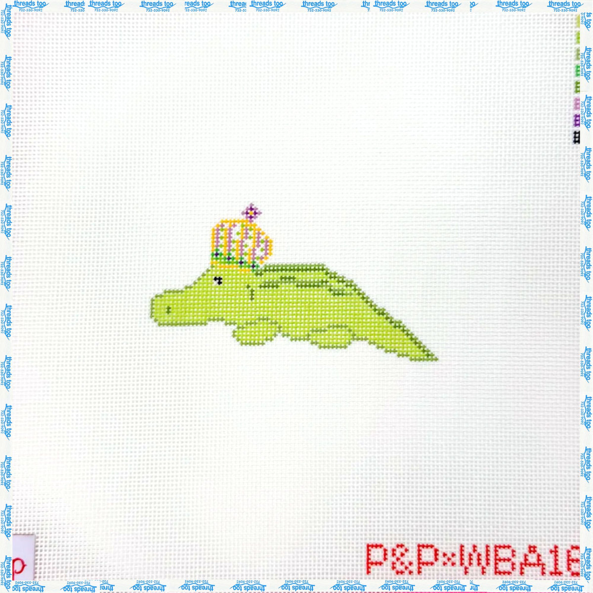 Gator Groove hand-painted mini needlepoint canvas by Penny & Penny